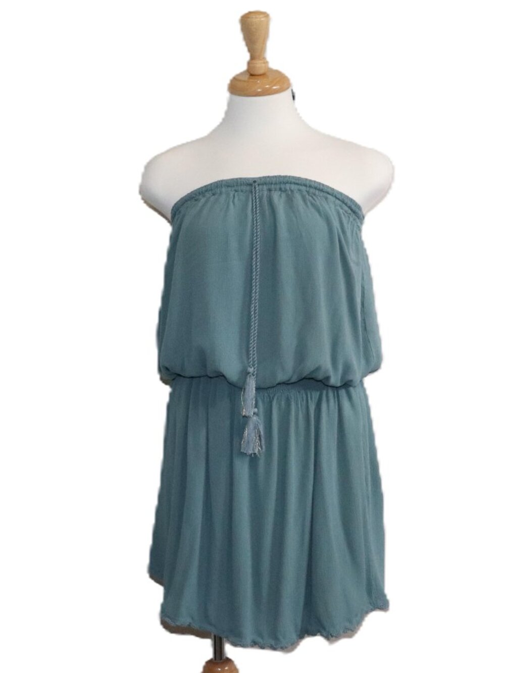 Koy Resort Women's Green Miami Bandeau Tassel Tie Mini Dress